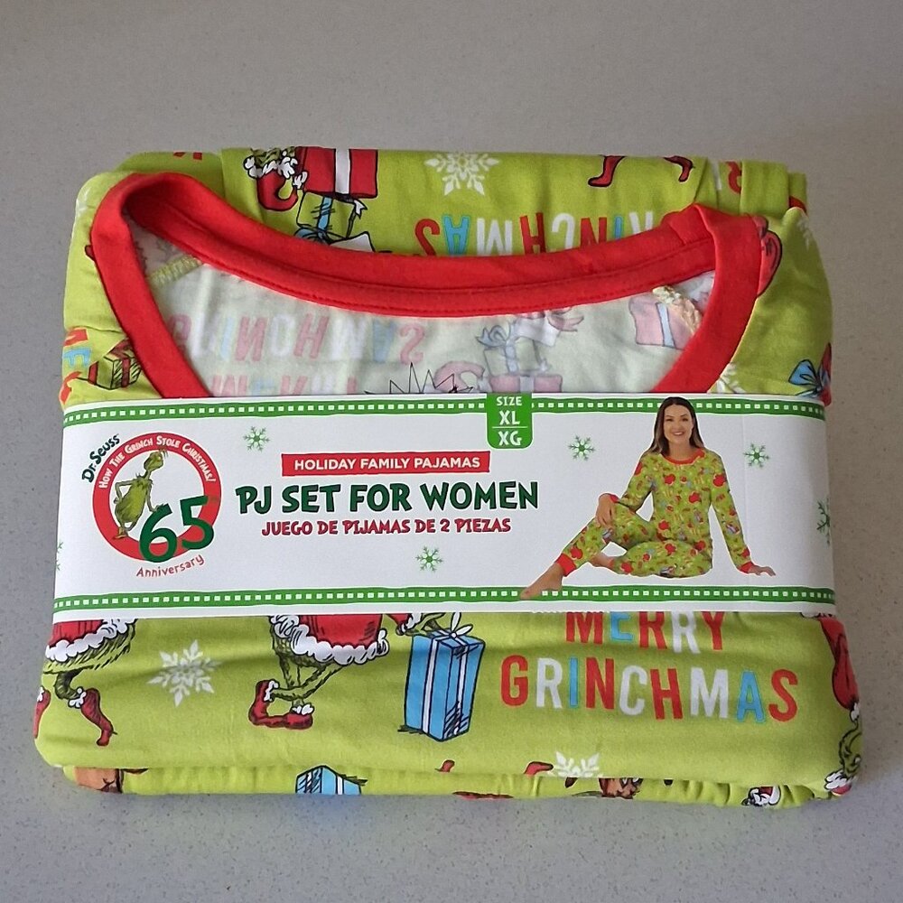 Dr. Suess Grinch 65th Anniversary PJ Set Women's Size XL